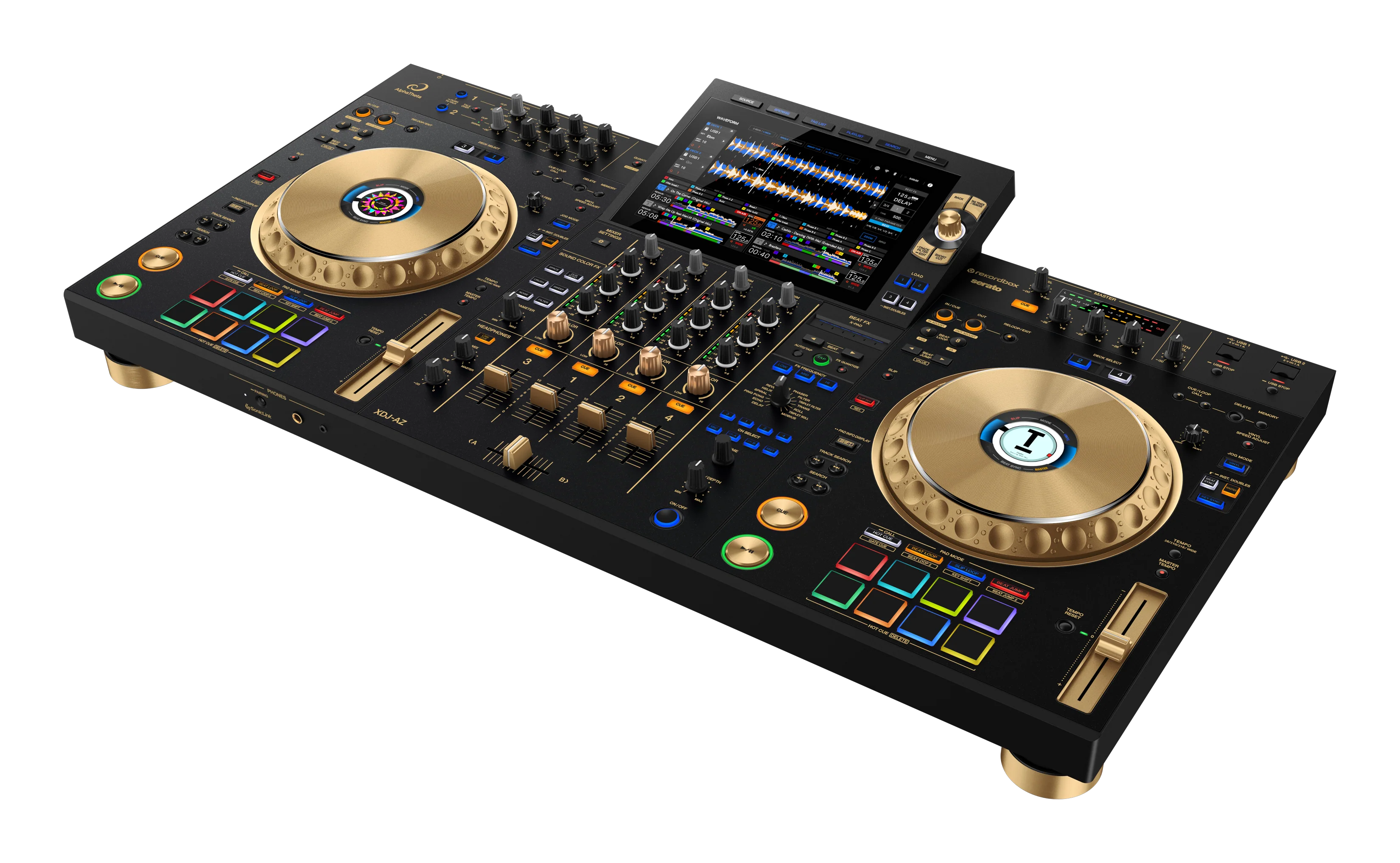 AlphaTheta XDJ-AZ edición dorada: sistema DJ todo en uno de 4 canales con pantalla táctil